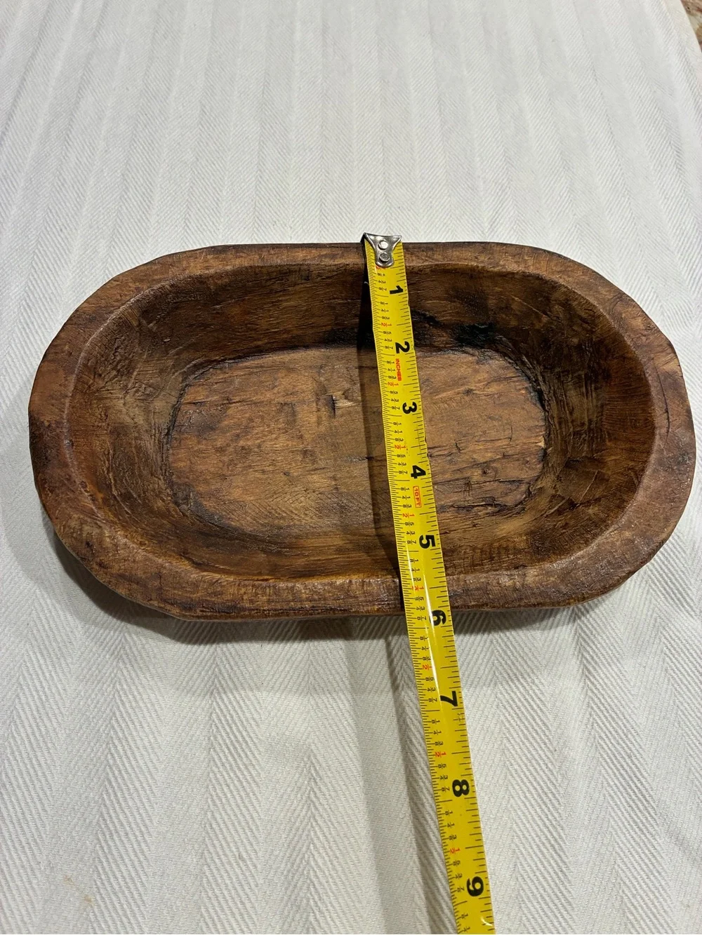 Carved wooden dough bowl
